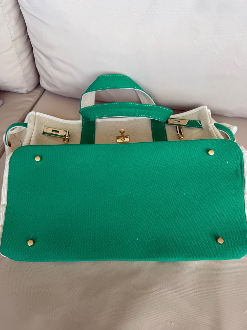 Boatkin Canvas with Green Strap Tote - Picture 4 of 6